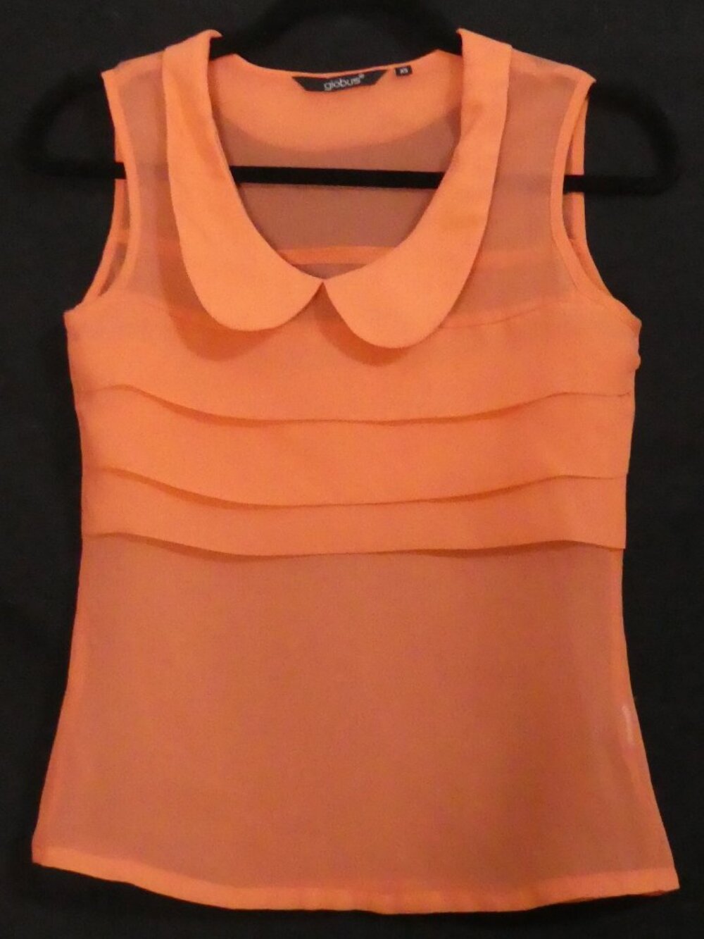 GLOBUS Coral Sheer Sleeveless Blouse Peter Pan Collar - Size XS extra small